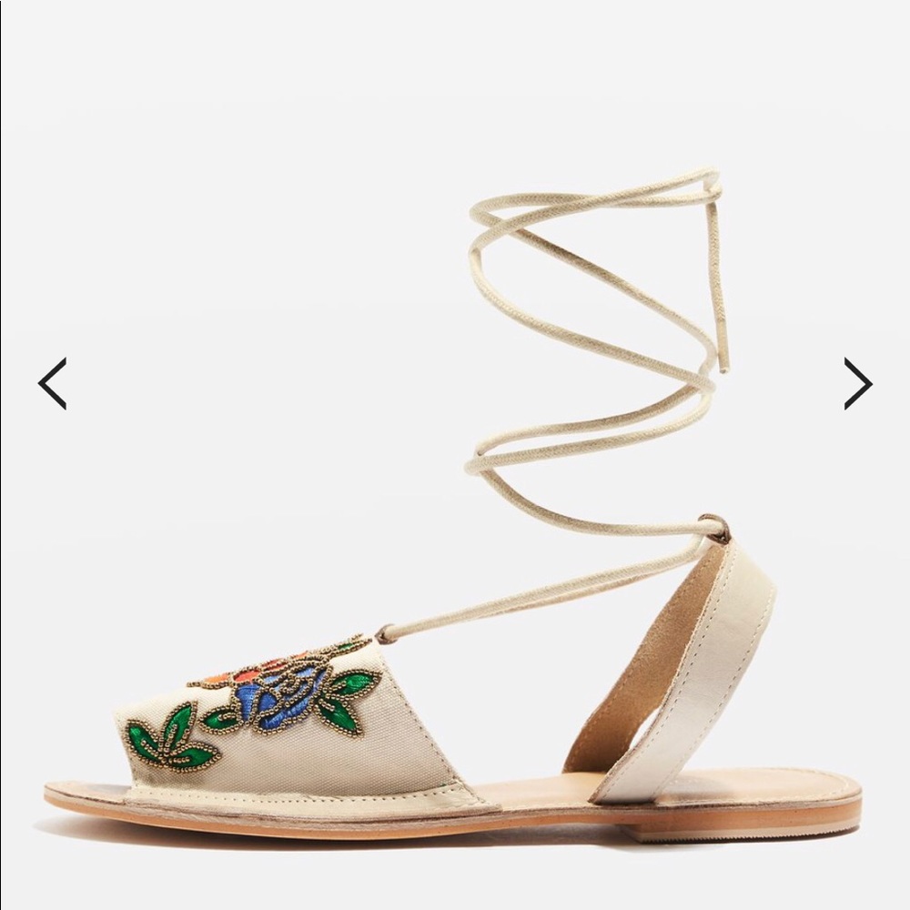 TOPSHOP sandals strappy embroidered